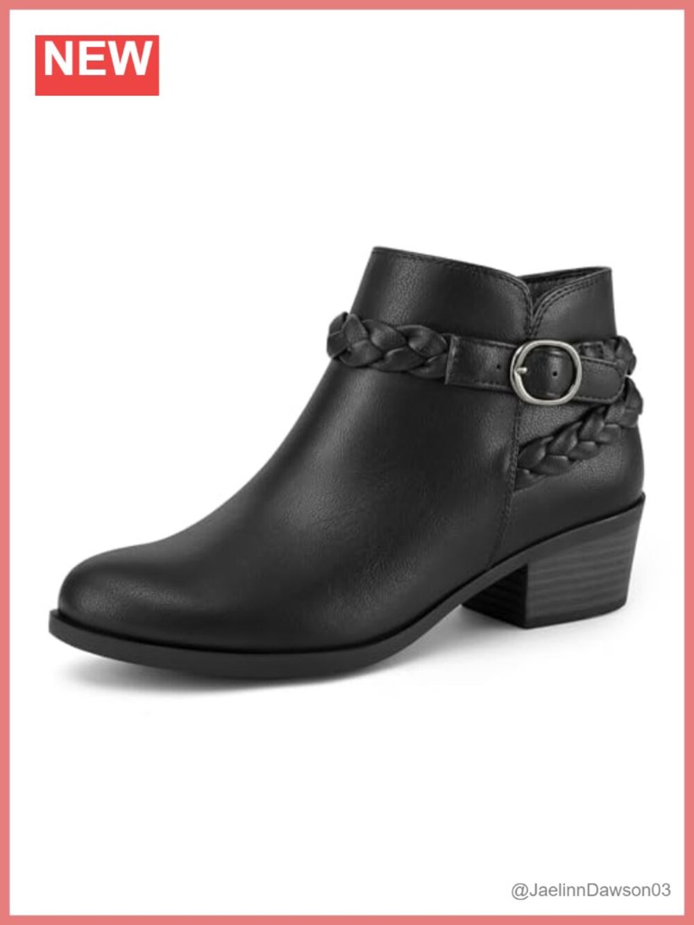Women's Ankle Boots Low Chunky Heel Round Toe Wide Width Side Zipper Booties